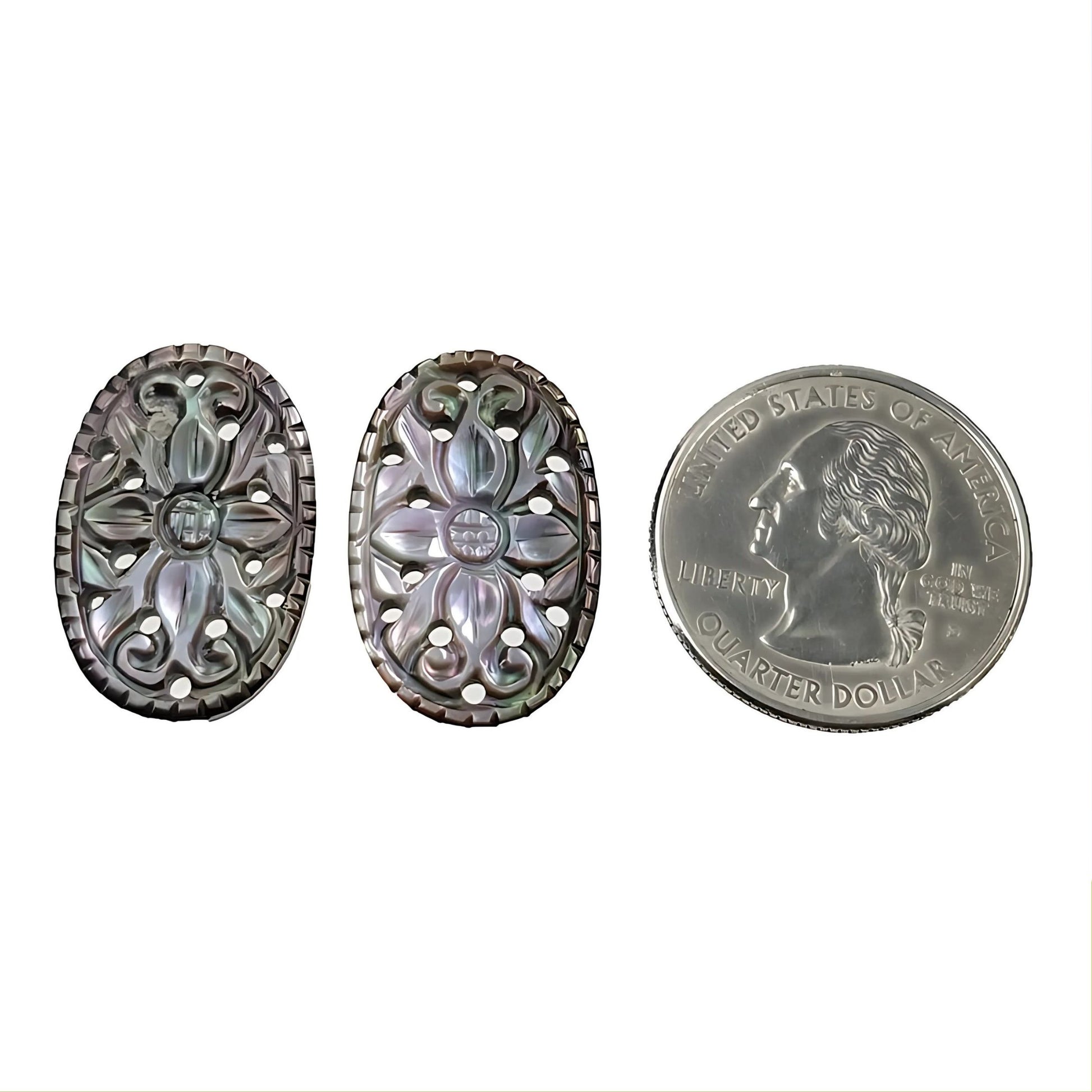 マザーオブパールの楕円彫刻