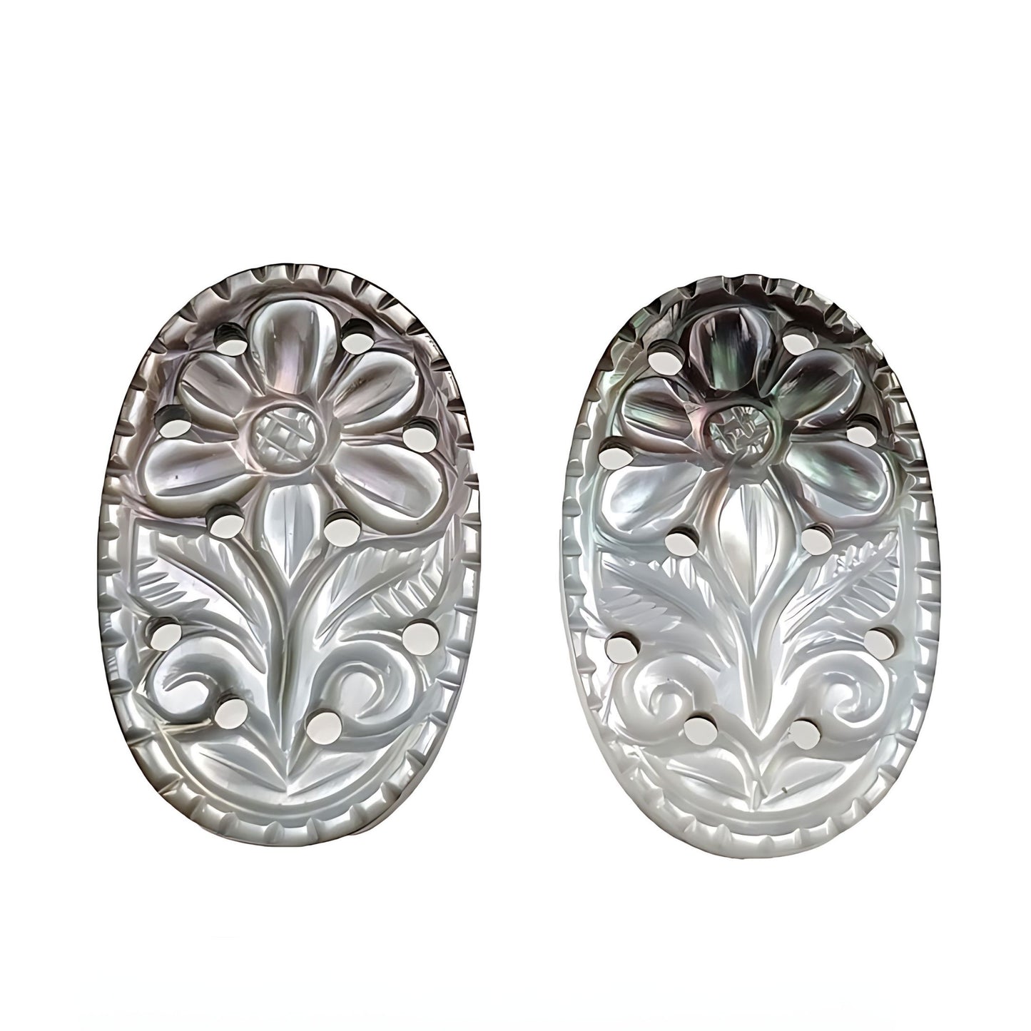 mother of pearl oval shape carving
