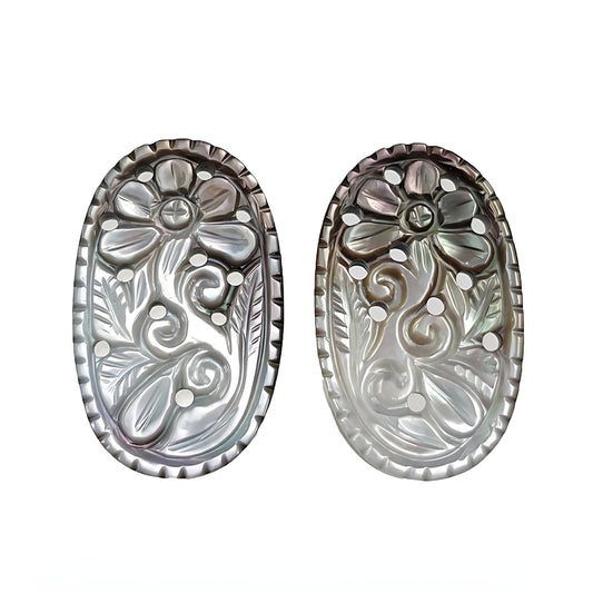 mother of pearl oval carving