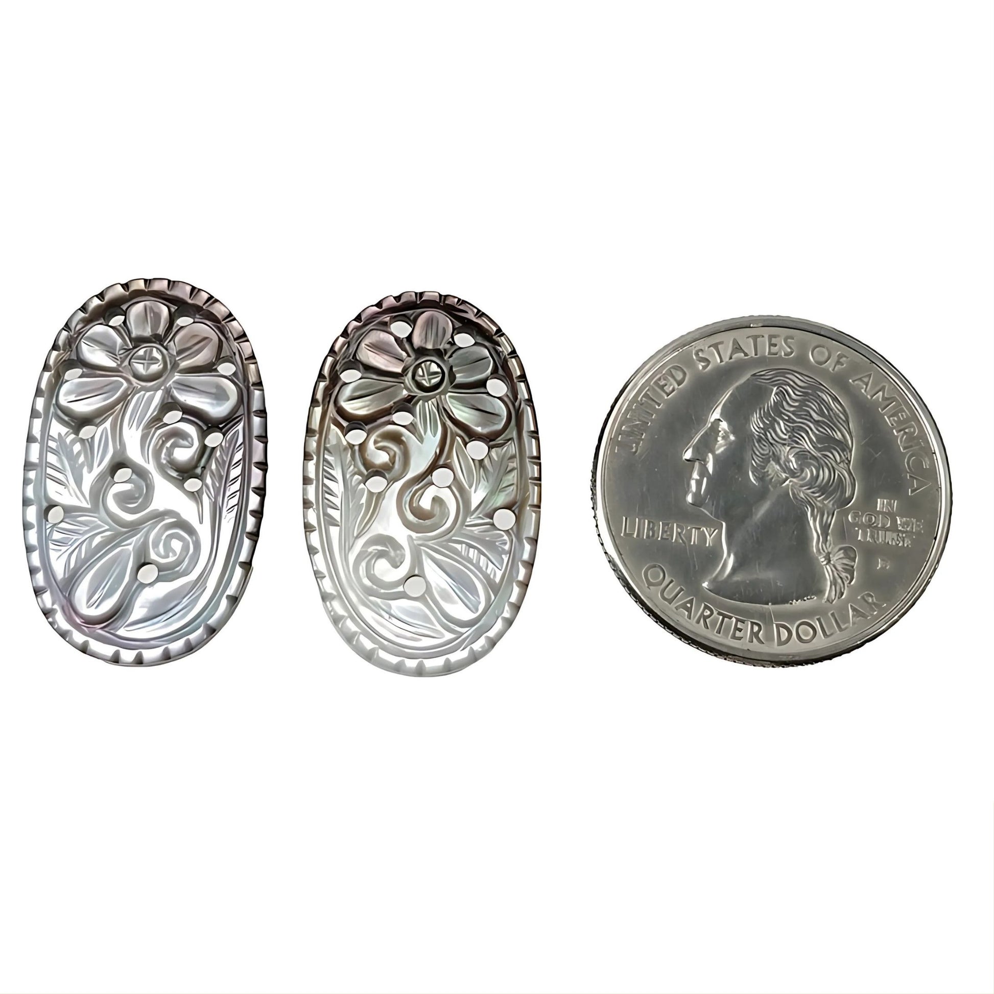 マザーオブパールの楕円彫刻