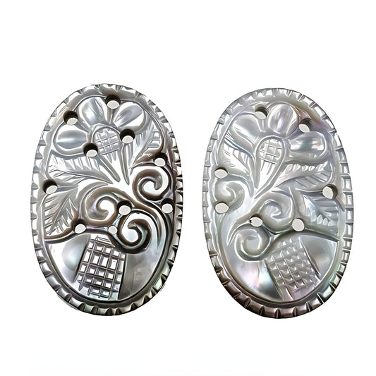 mother of pearl oval carving