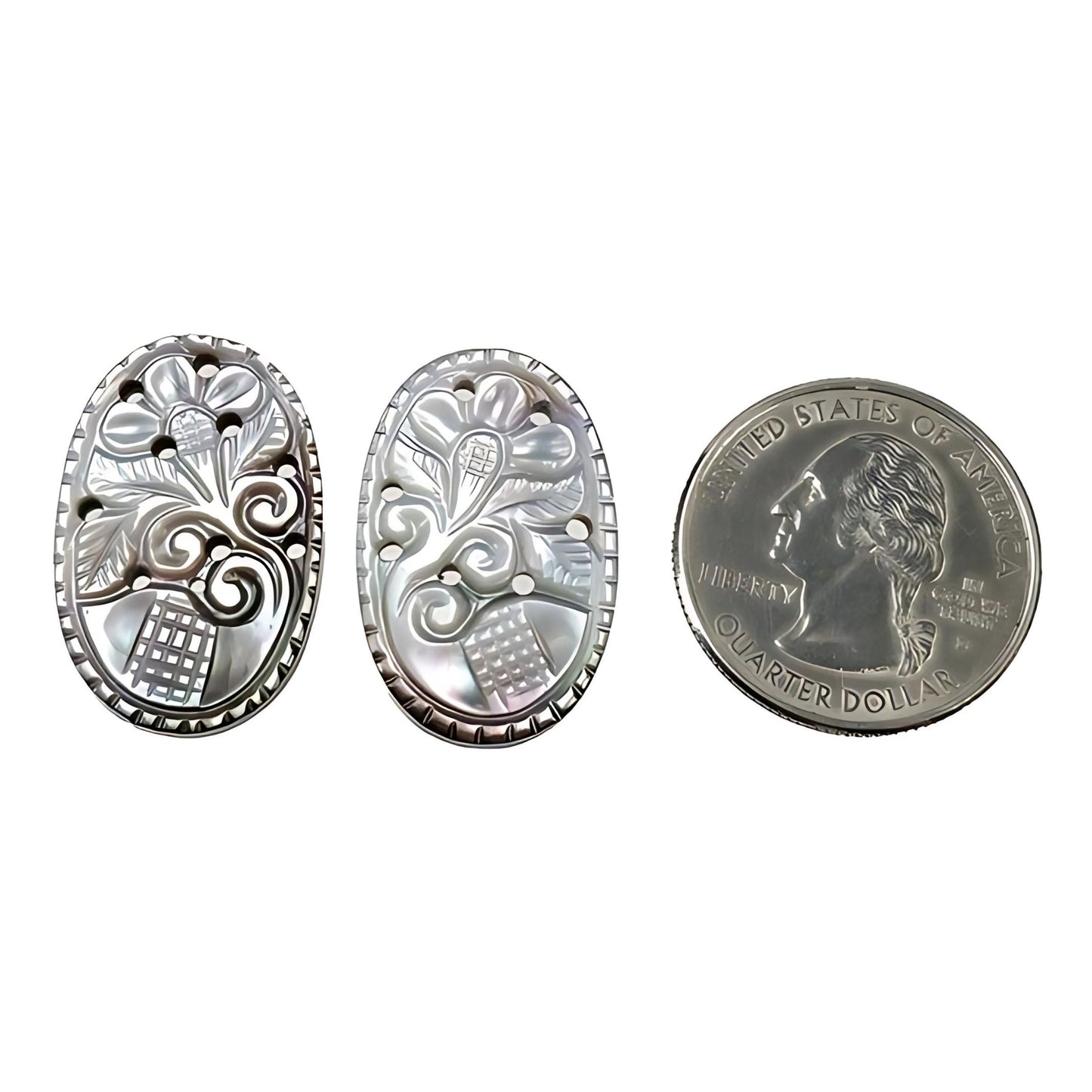 28.20cts Mother Of Pearl Gemstone Carving Natural Untreated White Oval Shape 27*17mm Pair