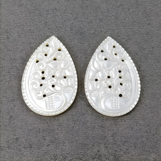 mother of pearl pear shape carving