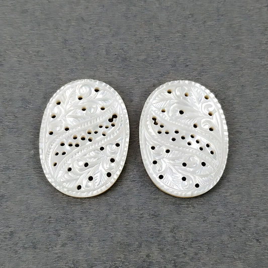 mother of pearl oval carving