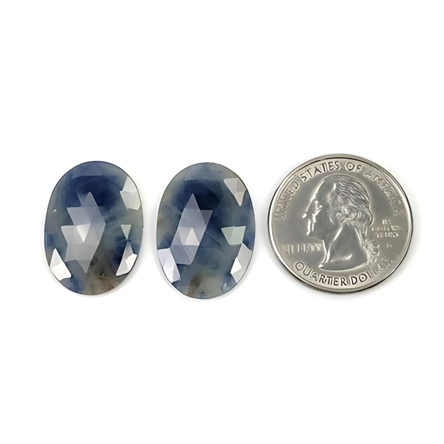 30.50cts Natural Untreated Multi Sapphire Gemstone Oval Shape Rose Cut Slices Pair