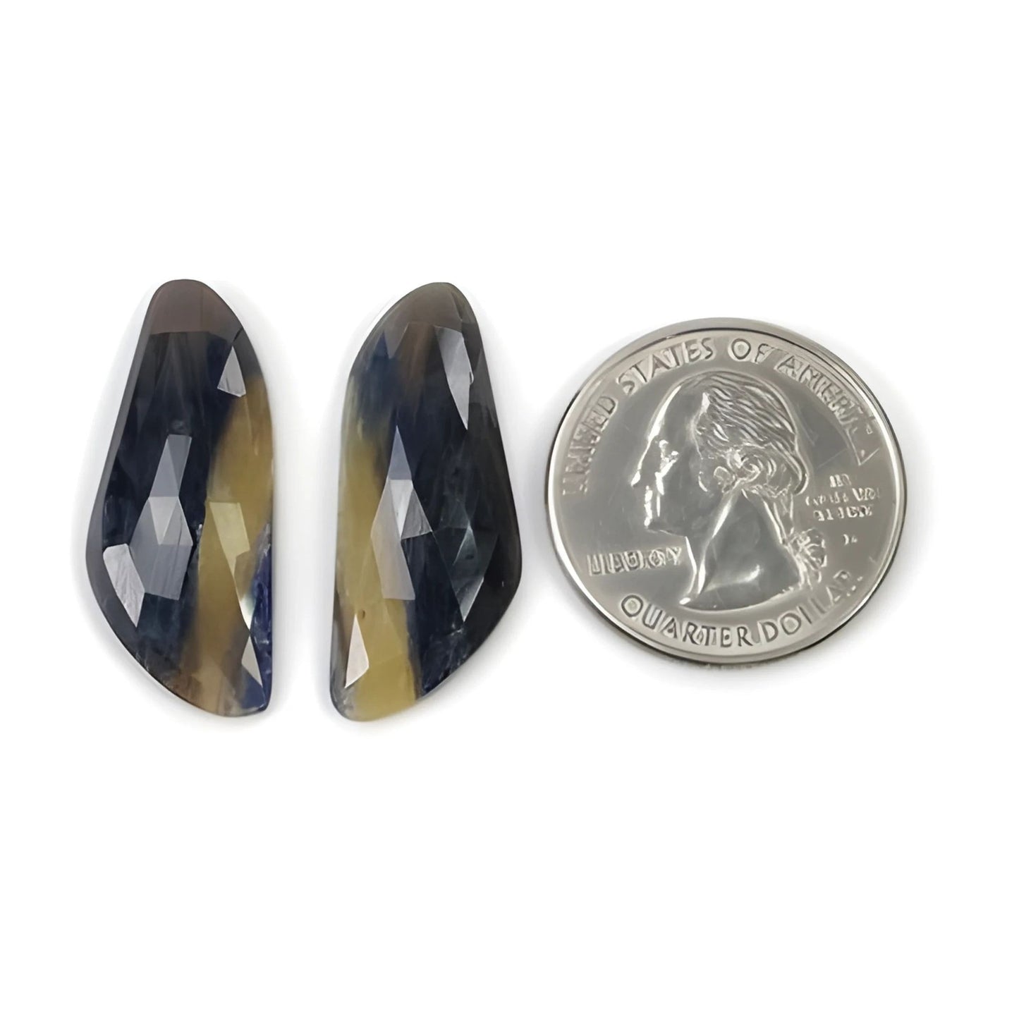 34.00cts Natural Untreated Multi Sapphire Gemstone Fancy Shape Rose Cut Slices Pair