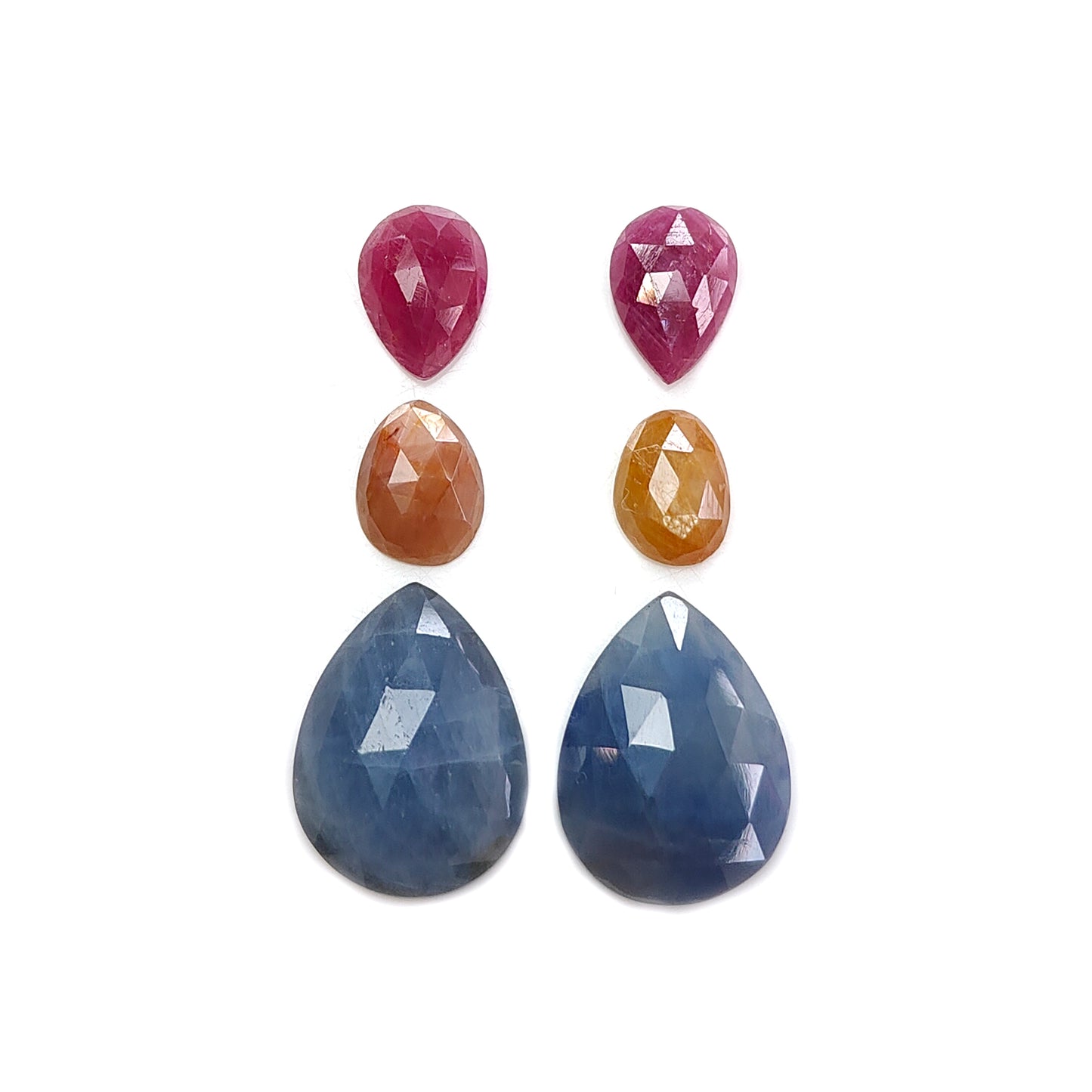 multi sapphire pear rose cut gemstone
