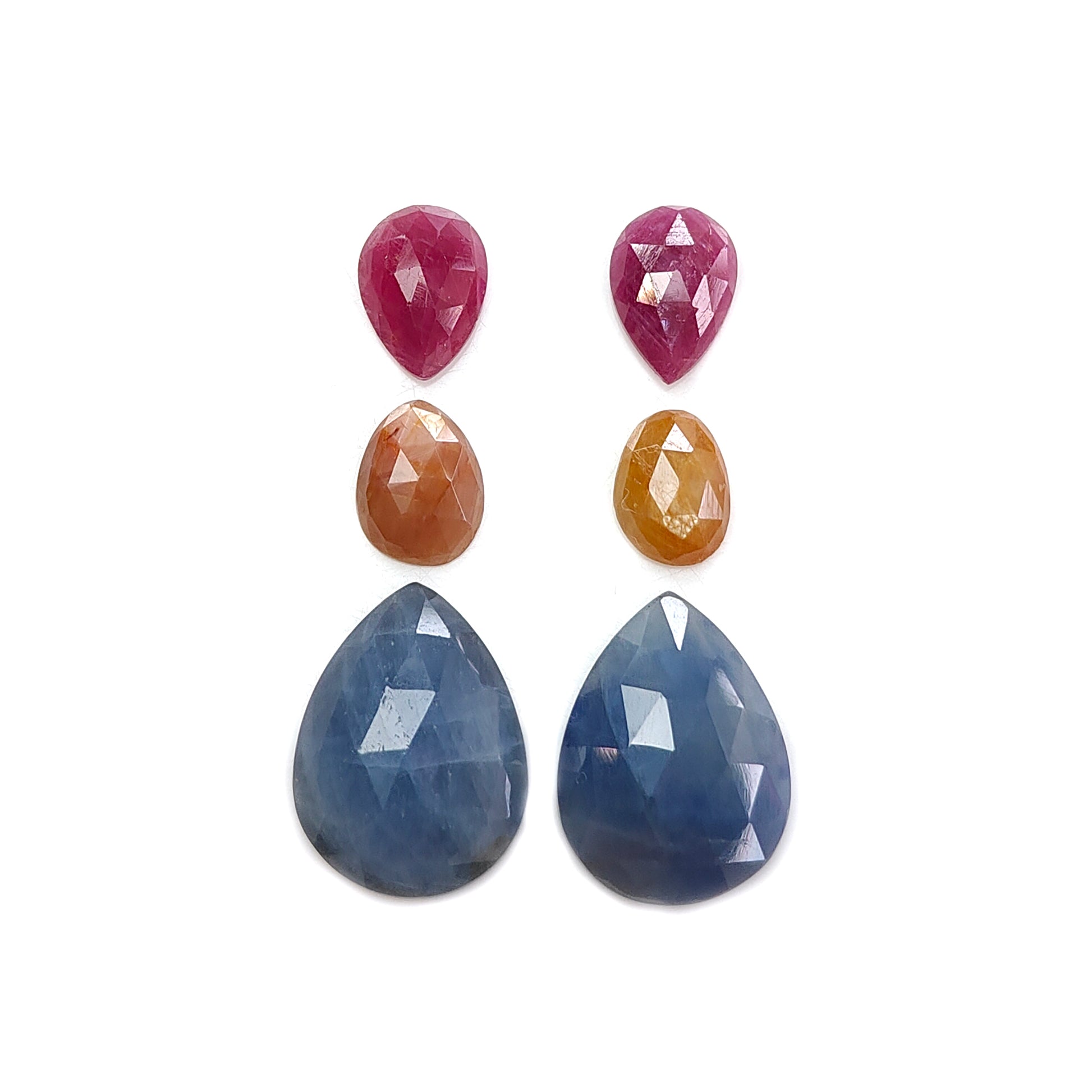 multi sapphire pear rose cut gemstone