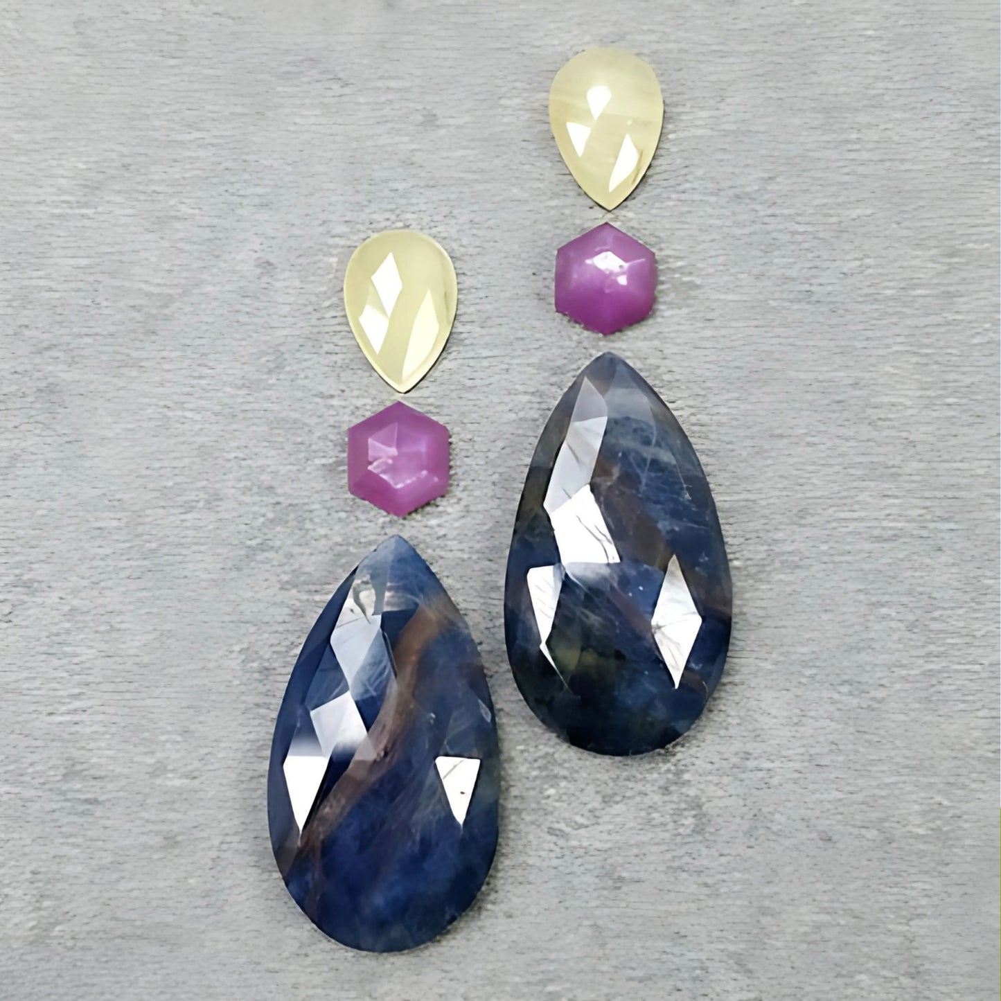 35.60cts Natural Untreated Multi Sapphire Gemstone Pear Shape Rose Cut Slices 6pcs