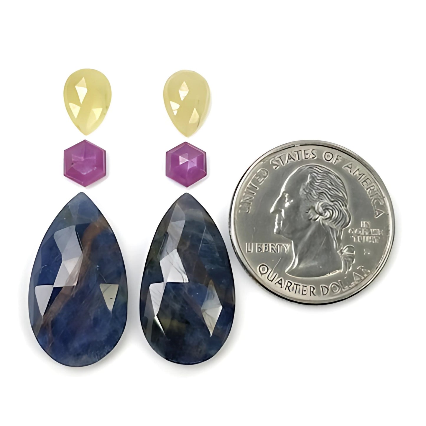 35.60cts Natural Untreated Multi Sapphire Gemstone Pear Shape Rose Cut Slices 6pcs