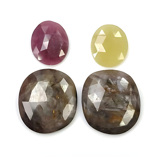 48.35cts Natural Untreated Multi Sapphire Gemstone Fancy Shape Rose Cut Slices 4pcs