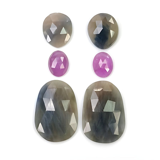 Pierre précieuse multi-saphir à dos plat