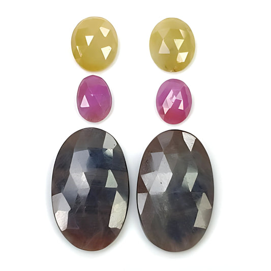 حجر ياقوت متعدد القطع باللون الوردي