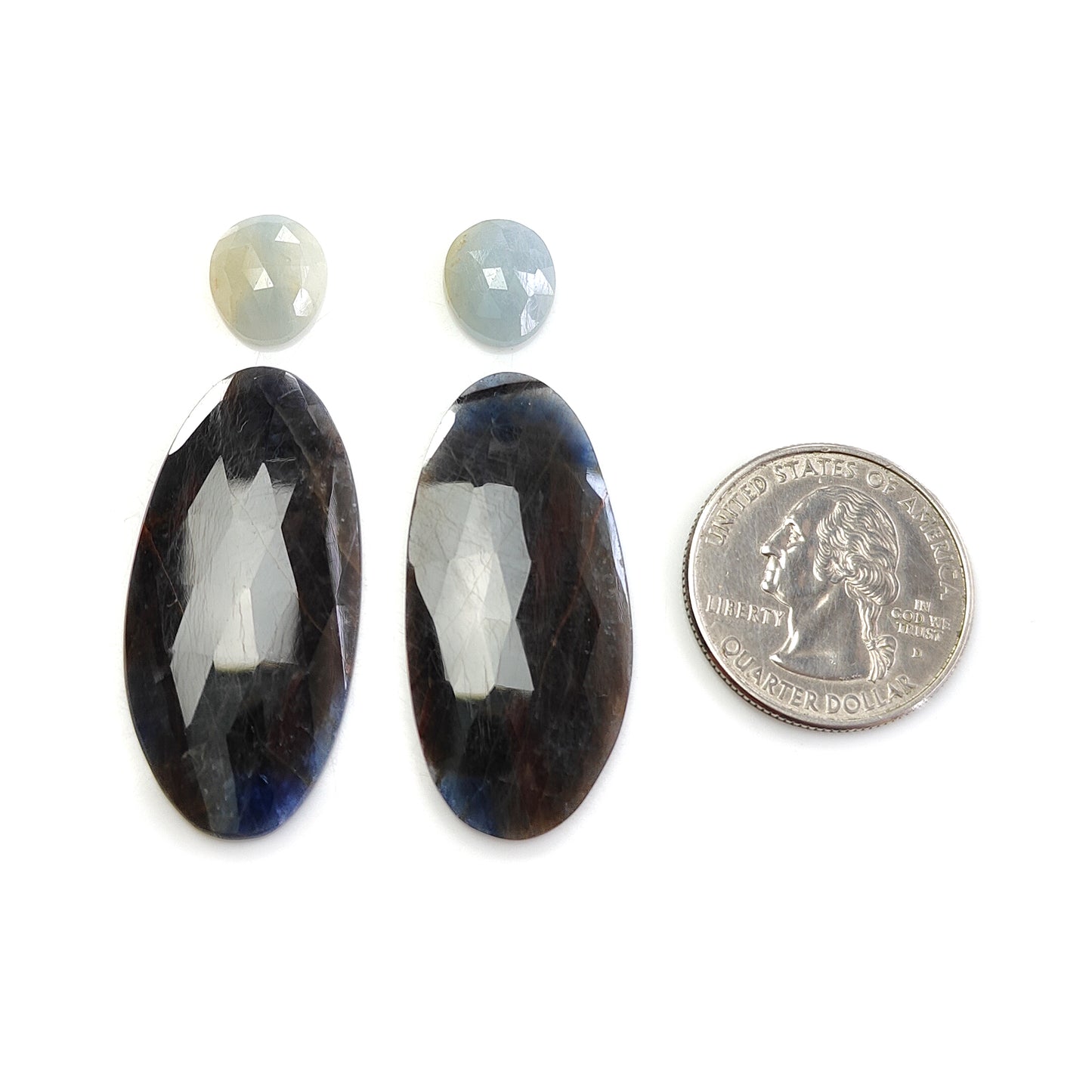 54.60cts Natural Multi Sapphire Gemstone Rose Cut Slices Fancy, Oval Shape 4pcs