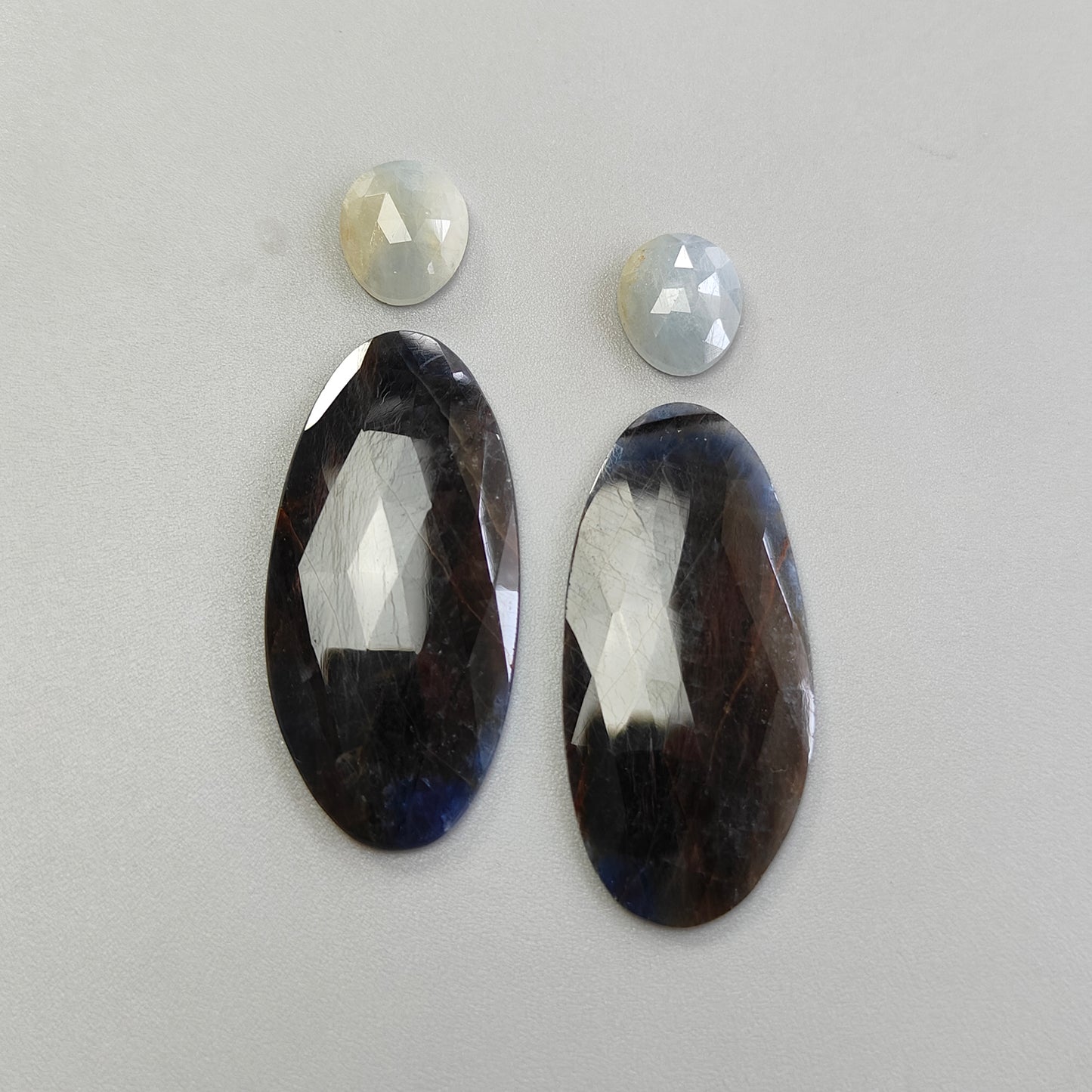 54.60cts Natural Multi Sapphire Gemstone Rose Cut Slices Fancy, Oval Shape 4pcs