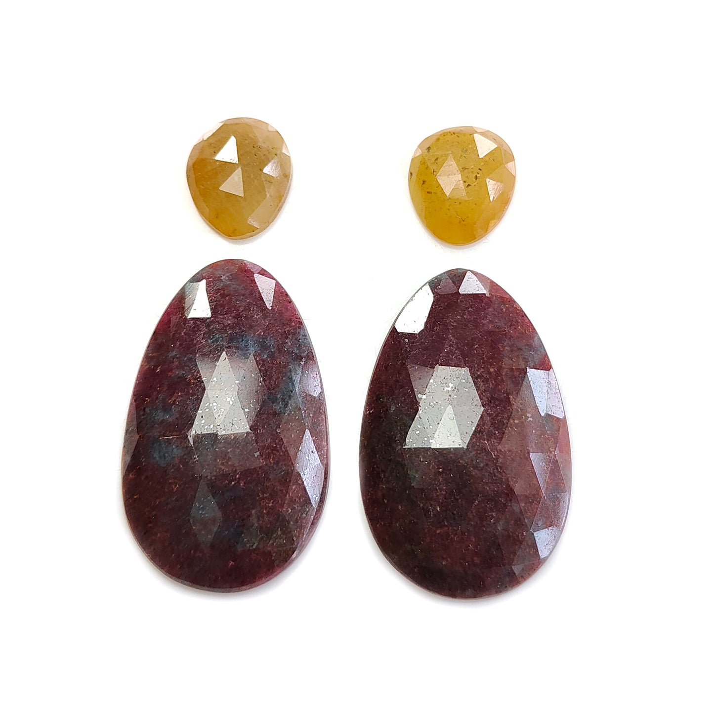 52.85cts Natural Untreated Multi Sapphire Gemstone Rose Cut Slices Fancy Shape 4pcs