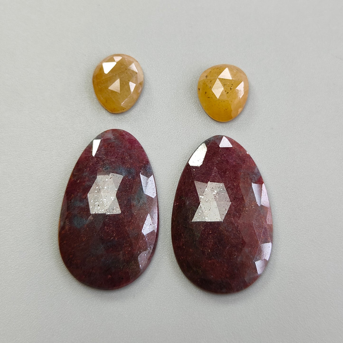 52.85cts Natural Untreated Multi Sapphire Gemstone Rose Cut Slices Fancy Shape 4pcs