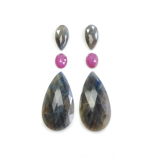 multi sapphire rose cut gemstone