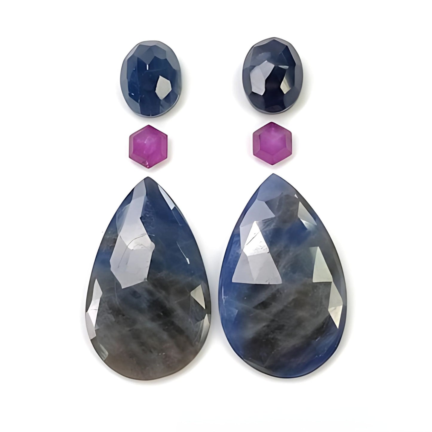 36.30cts Natural Untreated Multi Sapphire Gemstone Pear Shape Rose Cut Slices 6pcs