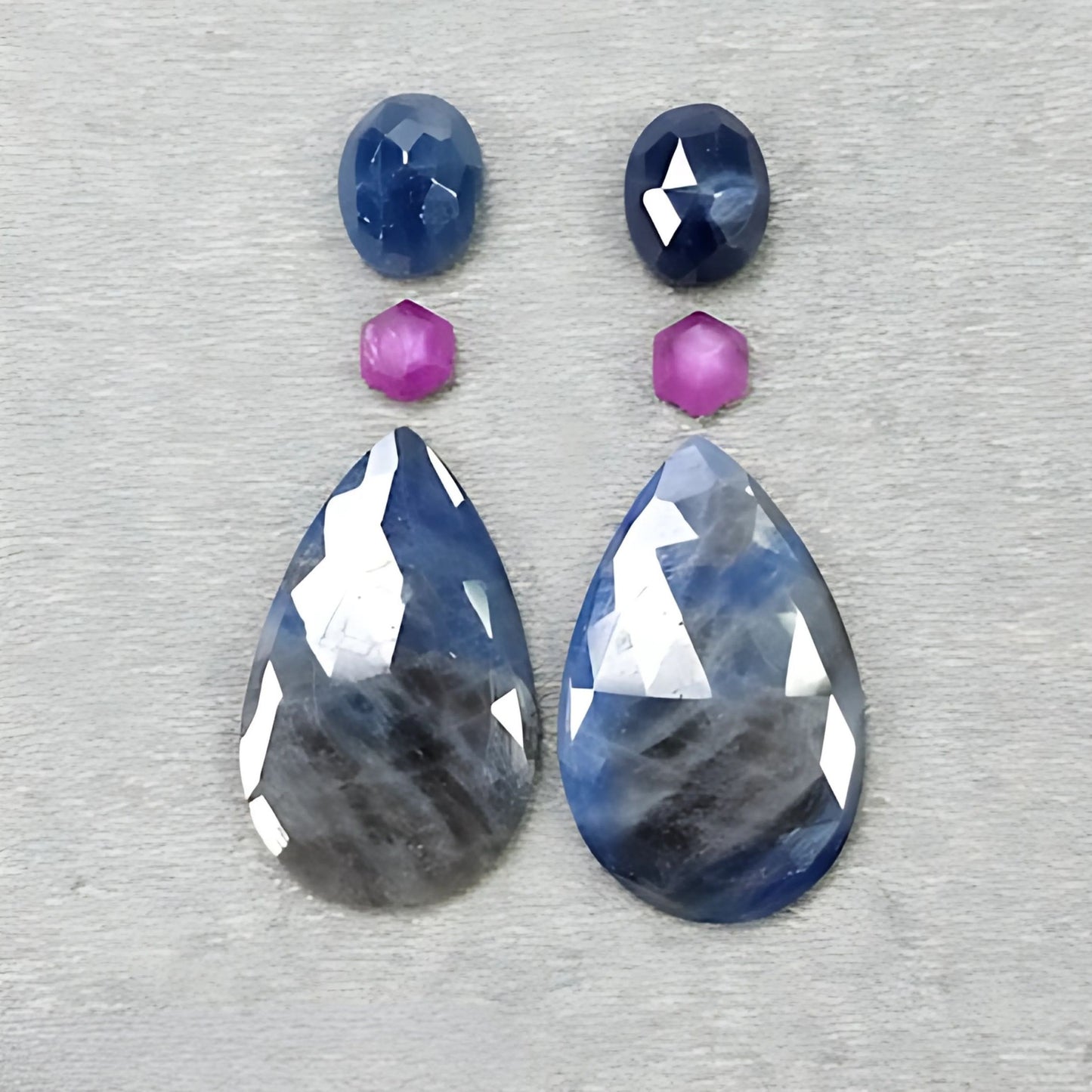 36.30cts Natural Untreated Multi Sapphire Gemstone Pear Shape Rose Cut Slices 6pcs