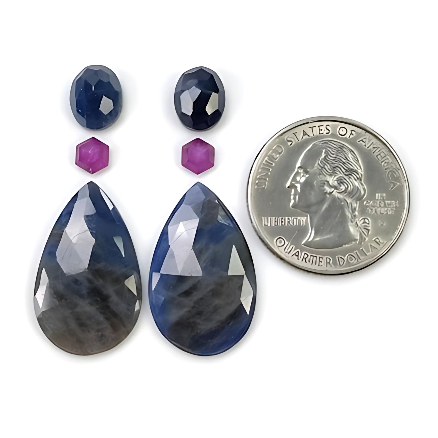 36.30cts Natural Untreated Multi Sapphire Gemstone Pear Shape Rose Cut Slices 6pcs