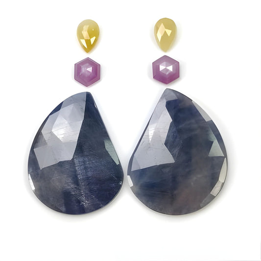 Piedra preciosa natural de zafiro múltiple