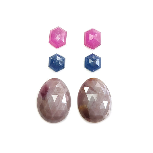multi sapphire rose cut gemstone