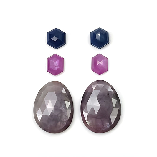 Pierre précieuse multi-saphir à dos plat