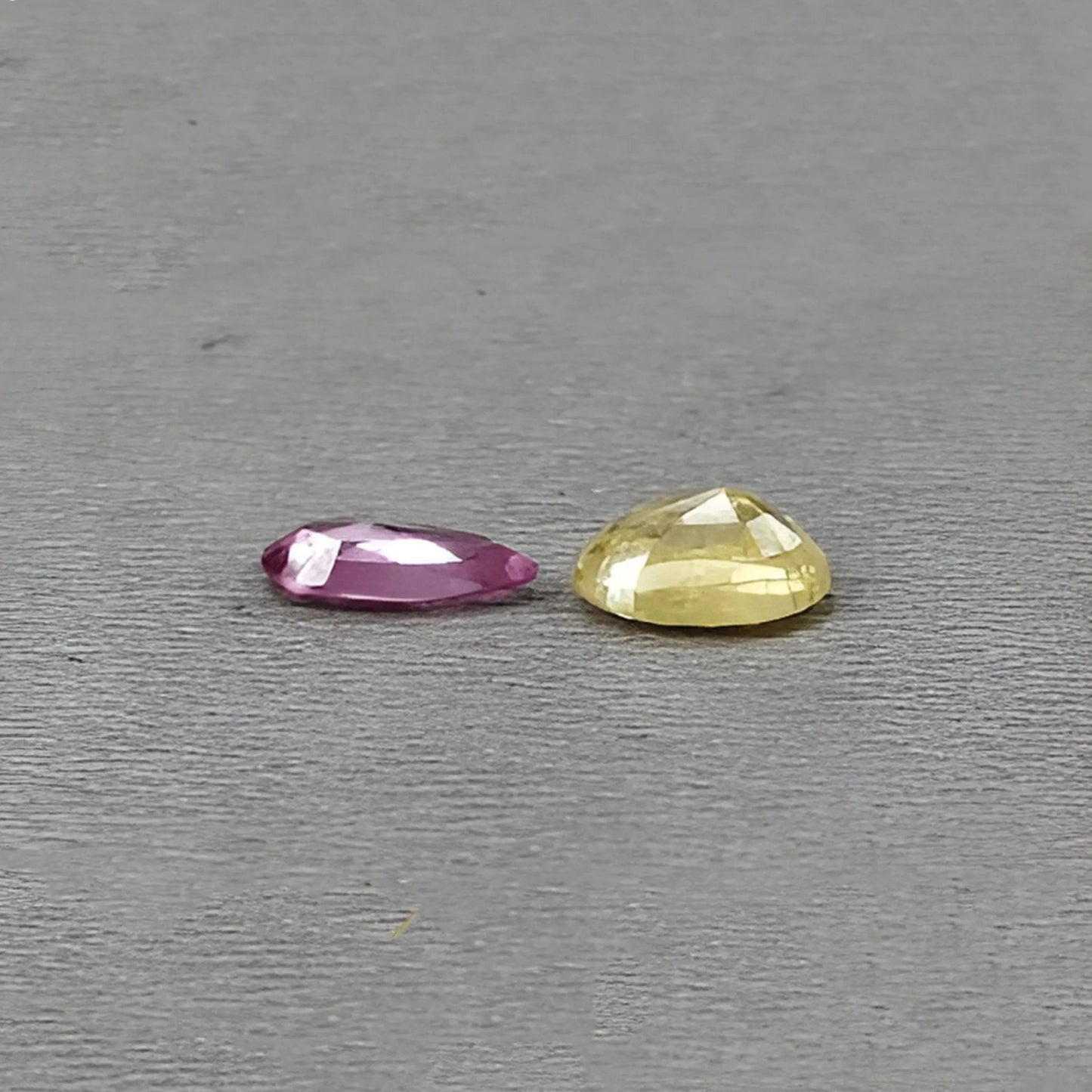 1.90cts Natural Untreated Yellow Sapphire, Ruby Gemstone Oval & Pear Shape Faceted Cut 2pcs