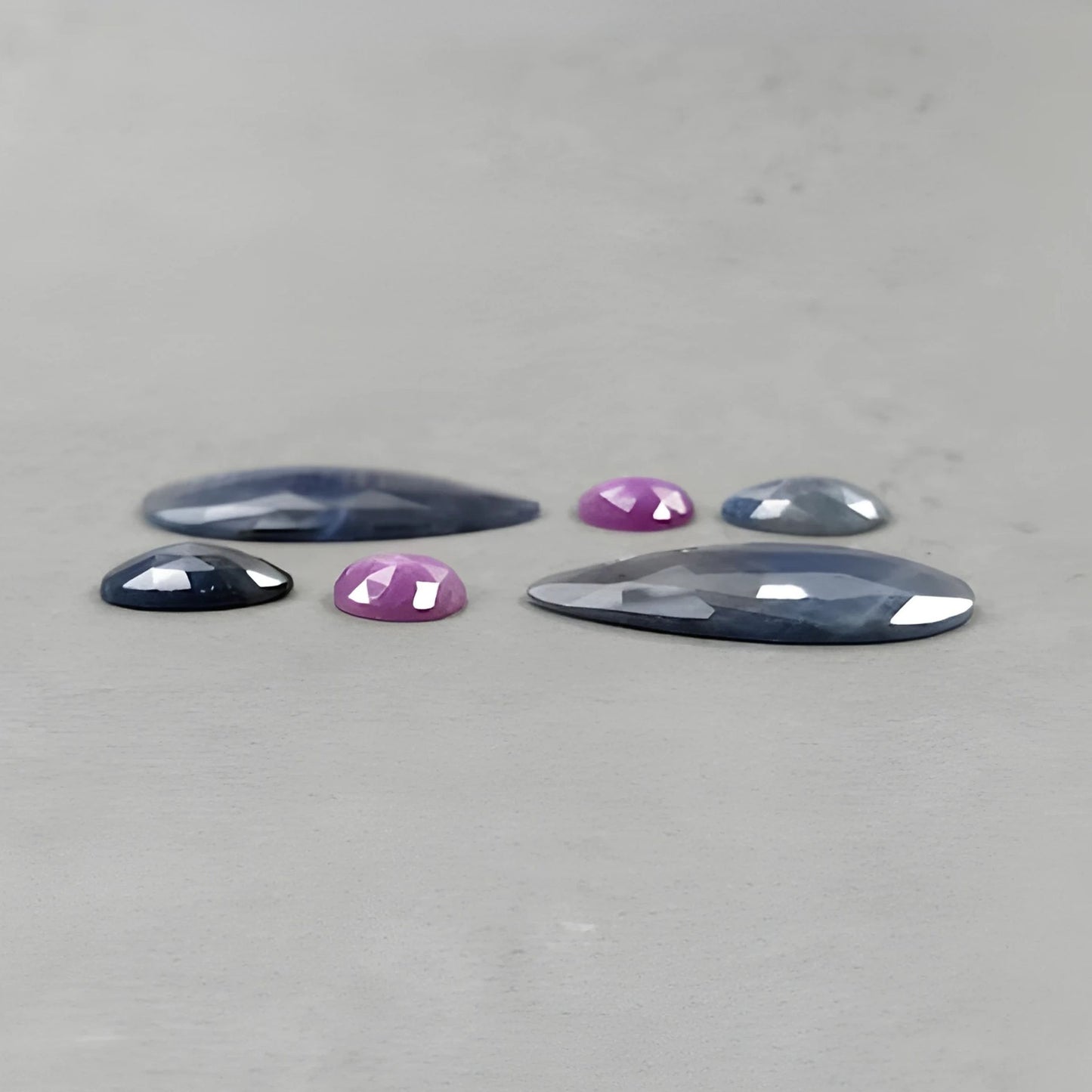 66.30cts Natural Untreated Multi Sapphire Gemstone Pear Shape Rose Cut Slices 15*11mm - 34*19.5mm 6pcs