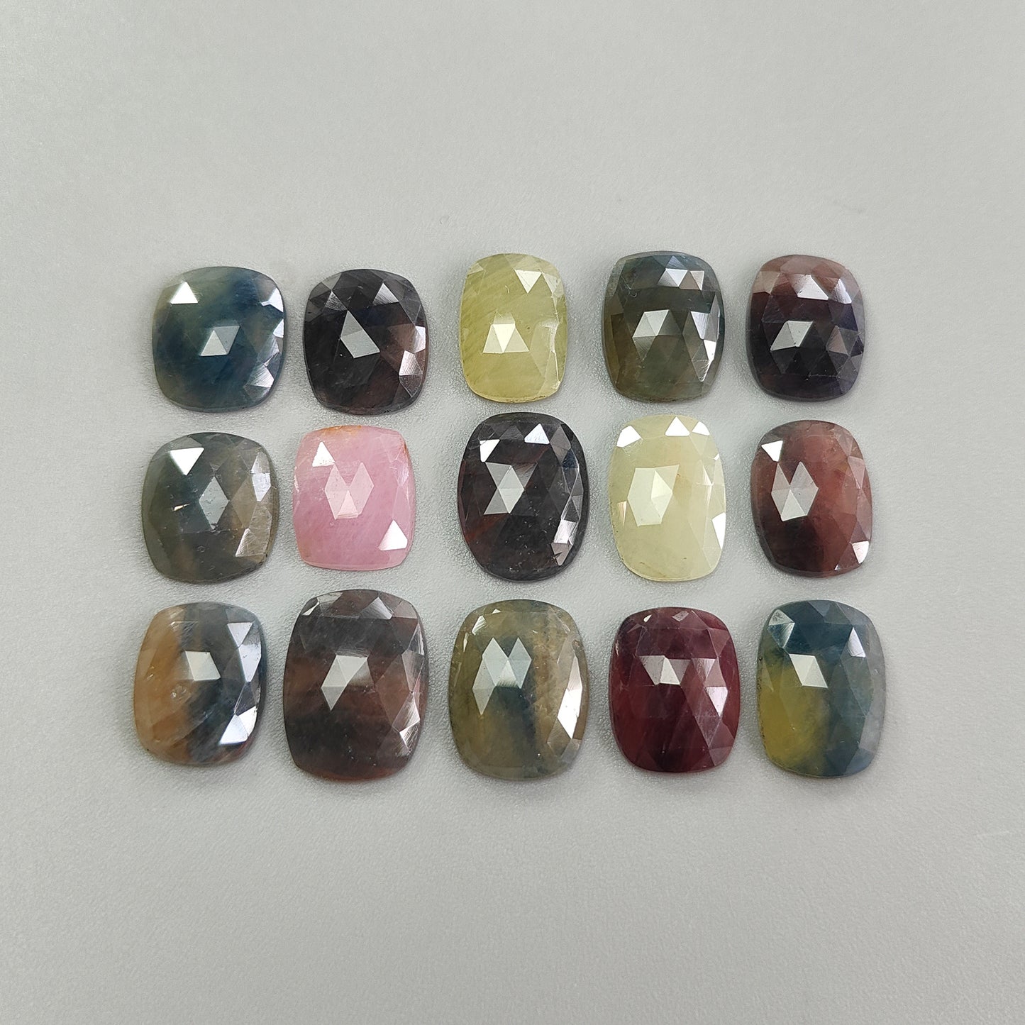 108.70cts Multi Sapphire Natural Untreated Gemstone Rose Cut Slices Cushion Shape