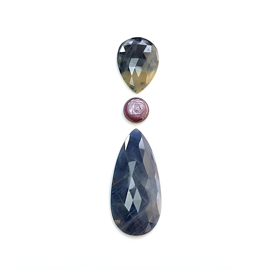 multi sapphire pear shape rose cut