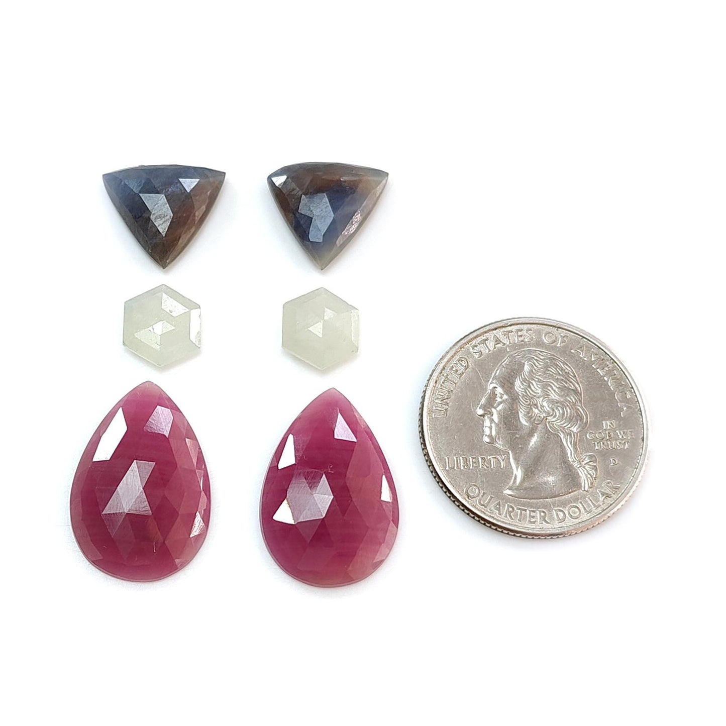 Multi Sapphire Gemstone Rose Cut Slices: 35.70cts Natural Untreated Unheated Sapphire Faceted Pear Shape 10*8mm - 21.5*15mm 6pcs Set