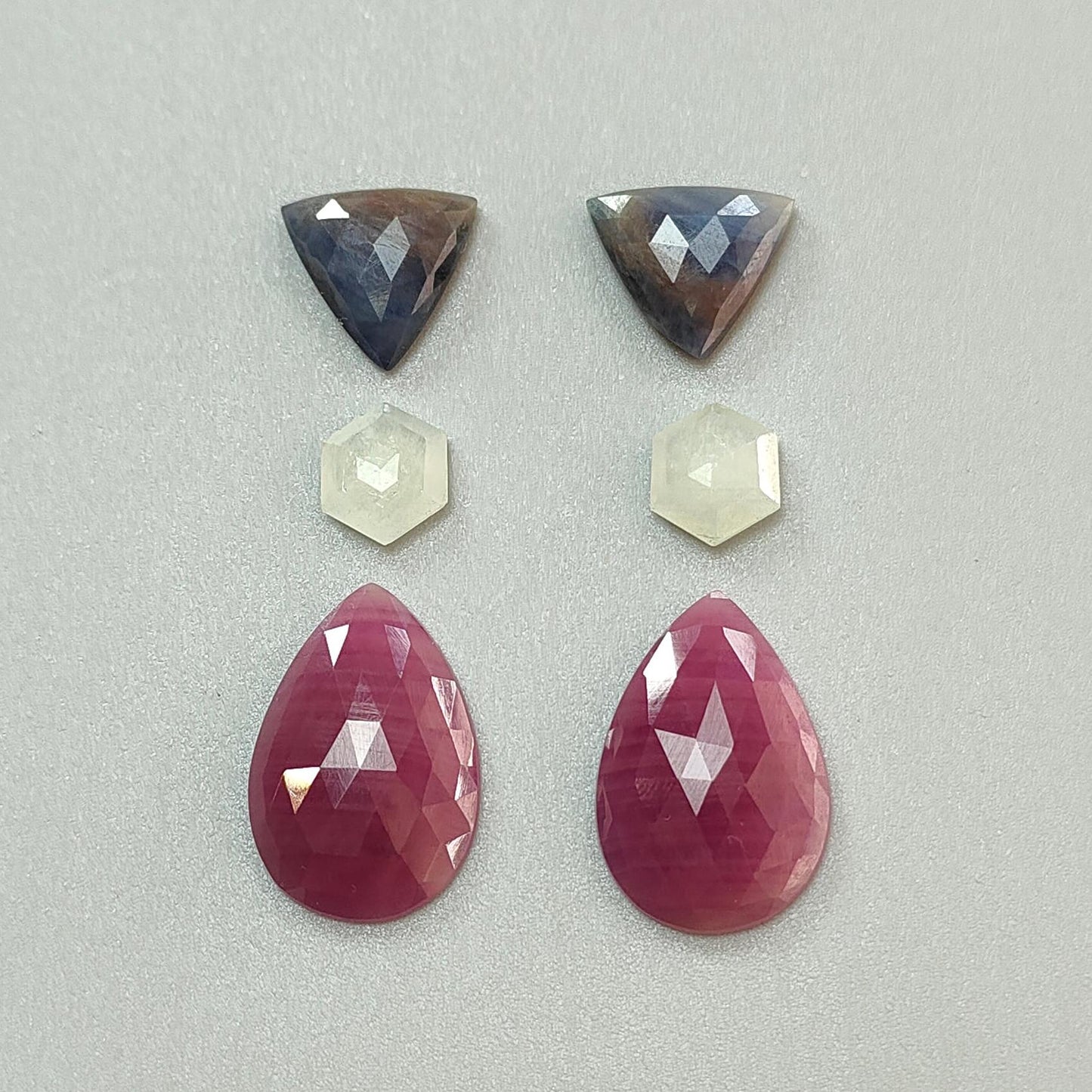 Multi Sapphire Gemstone Rose Cut Slices: 35.70cts Natural Untreated Unheated Sapphire Faceted Pear Shape 10*8mm - 21.5*15mm 6pcs Set