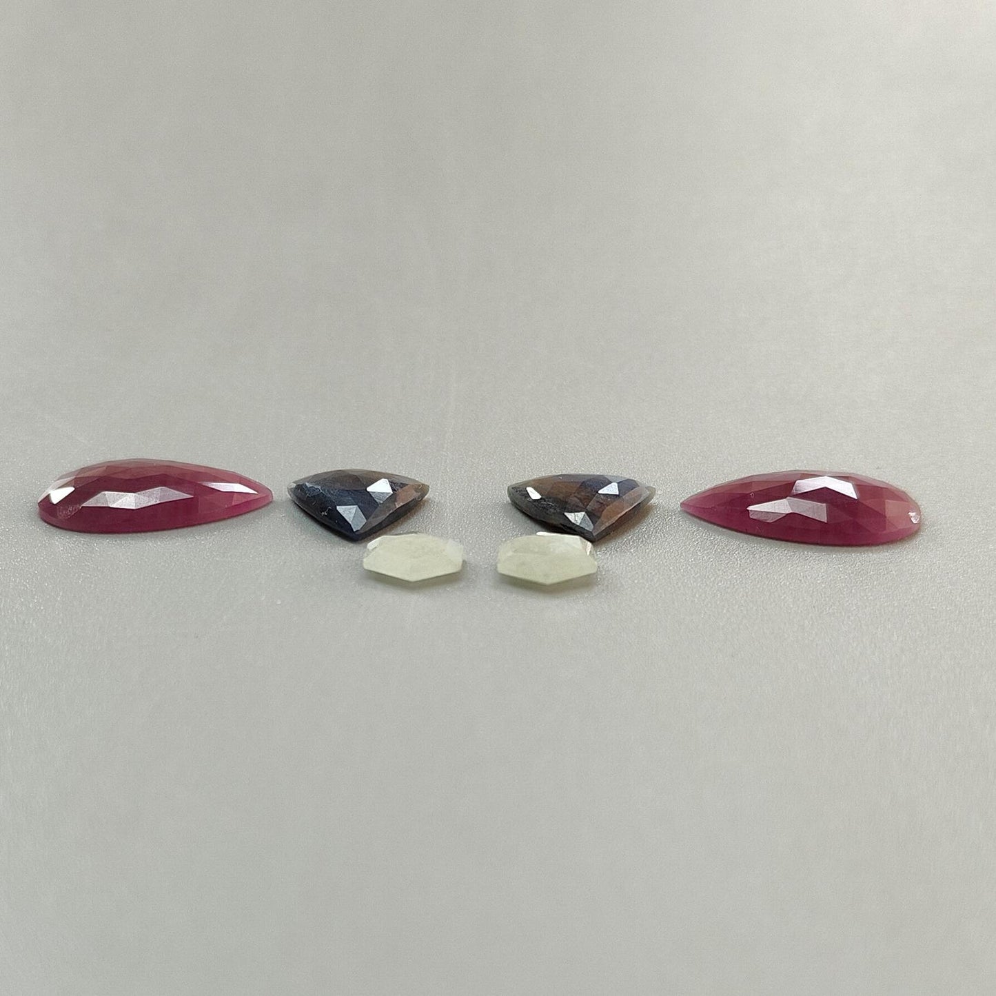 Multi Sapphire Gemstone Rose Cut Slices: 35.70cts Natural Untreated Unheated Sapphire Faceted Pear Shape 10*8mm - 21.5*15mm 6pcs Set