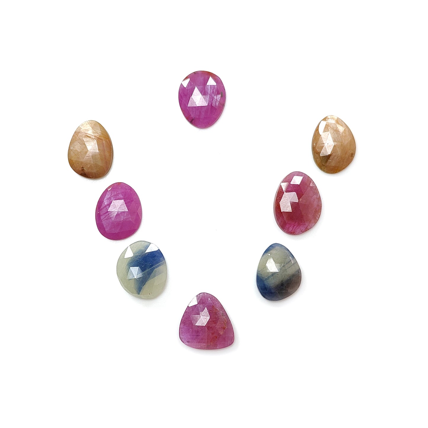 Multi Sapphire Fancy Rose Cut Slices