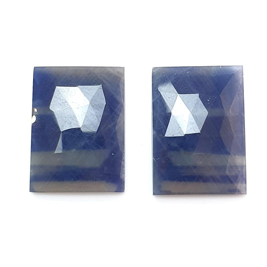 Multi Sapphire Gemstone Rose Cut Slices: 50.80cts Natural Untreated Bi-Color Sapphire Faceted Cushion Shape 25*18mm Pair for Jewelry