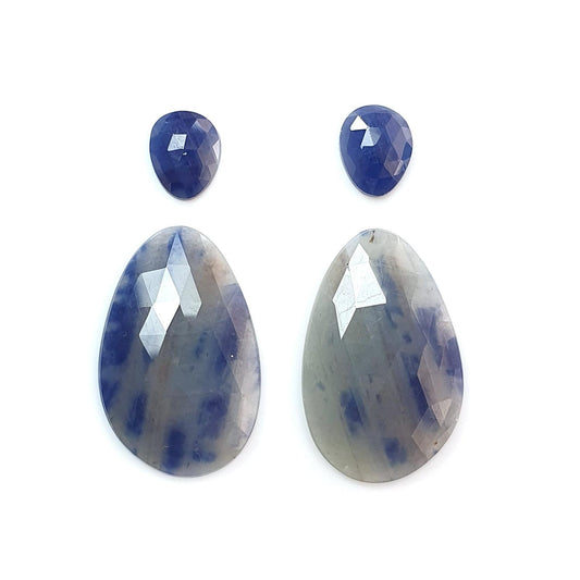 Multi Sapphire Gemstone Rose Cut Slices: 54.00cts Natural Untreated Bi-Color Sapphire Faceted Fancy Shape 11.5*9mm - 32.5*21mm 4pcs Set