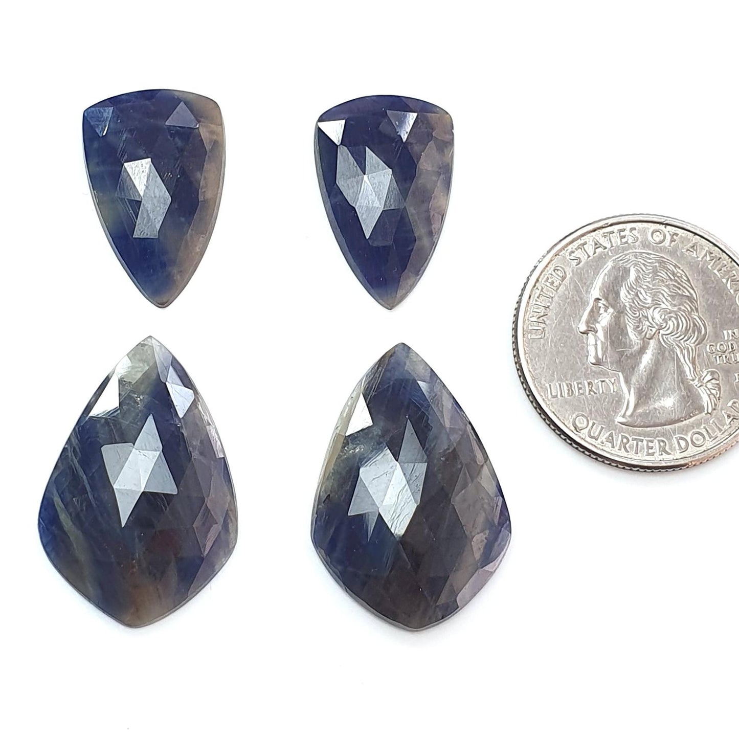 Multi Sapphire Gemstone Rose Cut Slices: 54.10cts Natural Untreated Bi-Color Sapphire Faceted Fancy Shape 21.5*13.5mm - 26*18mm 4pcs Set