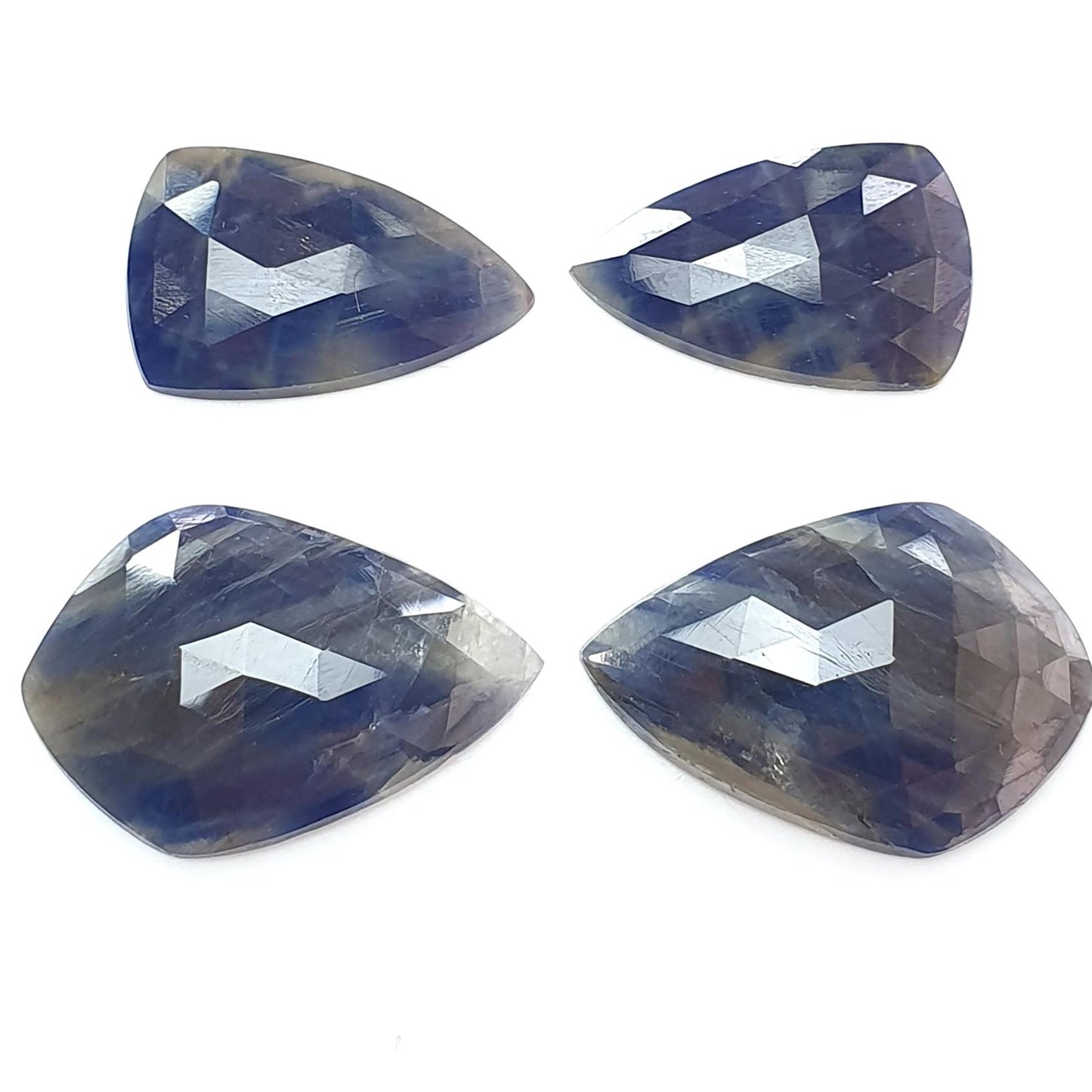 Multi Sapphire Gemstone Rose Cut Slices: 54.10cts Natural Untreated Bi-Color Sapphire Faceted Fancy Shape 21.5*13.5mm - 26*18mm 4pcs Set
