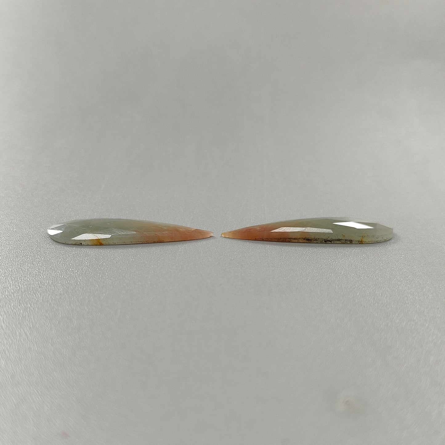 20.10cts Natural Untreated Multi Sapphire Gemstone Pear Shape Rose Cut Slices 35.5*10mm Pair