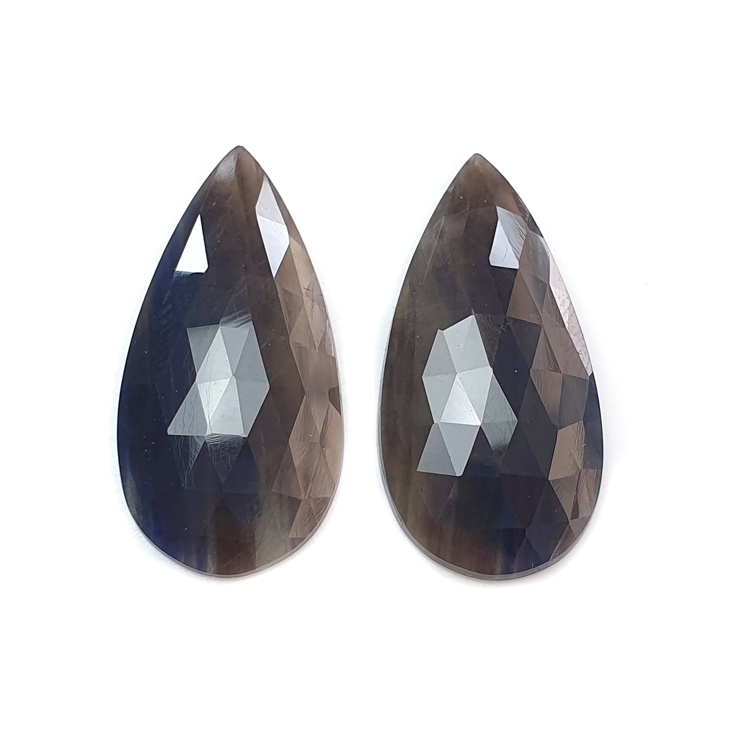 48.40cts Natural Multi Sapphire Gemstone Pear Rose Cut Slices 32*16mm - 33*16mm 2pcs