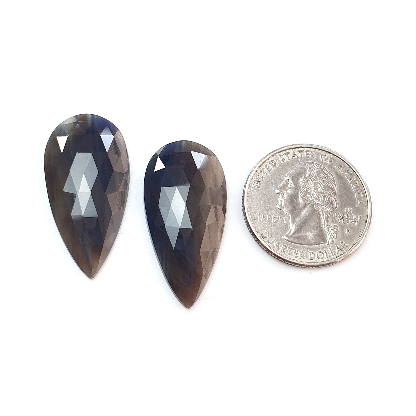 48.40cts Natural Multi Sapphire Gemstone Pear Rose Cut Slices 32*16mm - 33*16mm 2pcs