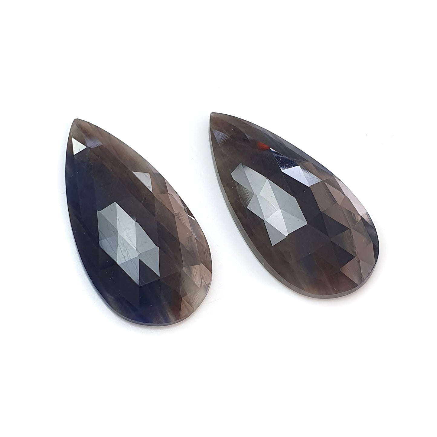 48.40cts Natural Multi Sapphire Gemstone Pear Rose Cut Slices 32*16mm - 33*16mm 2pcs