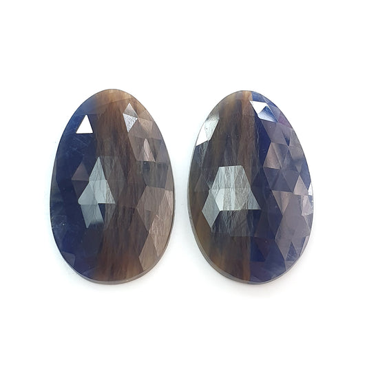 multi sapphire egg shape rose cut