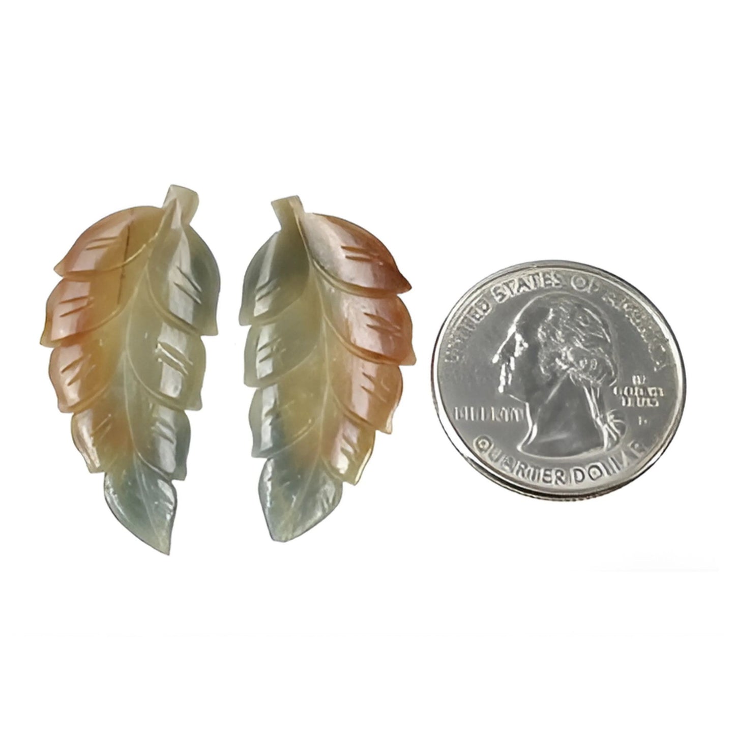 33.00cts Multi Sapphire Gemstone Carving Natural Untreated Indian Leaf Shape Pair