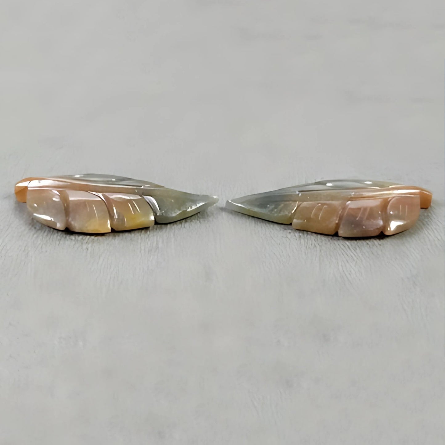 36.00cts Multi Sapphire Gemstone Carving Natural Untreated Indian Leaf Shape Pair