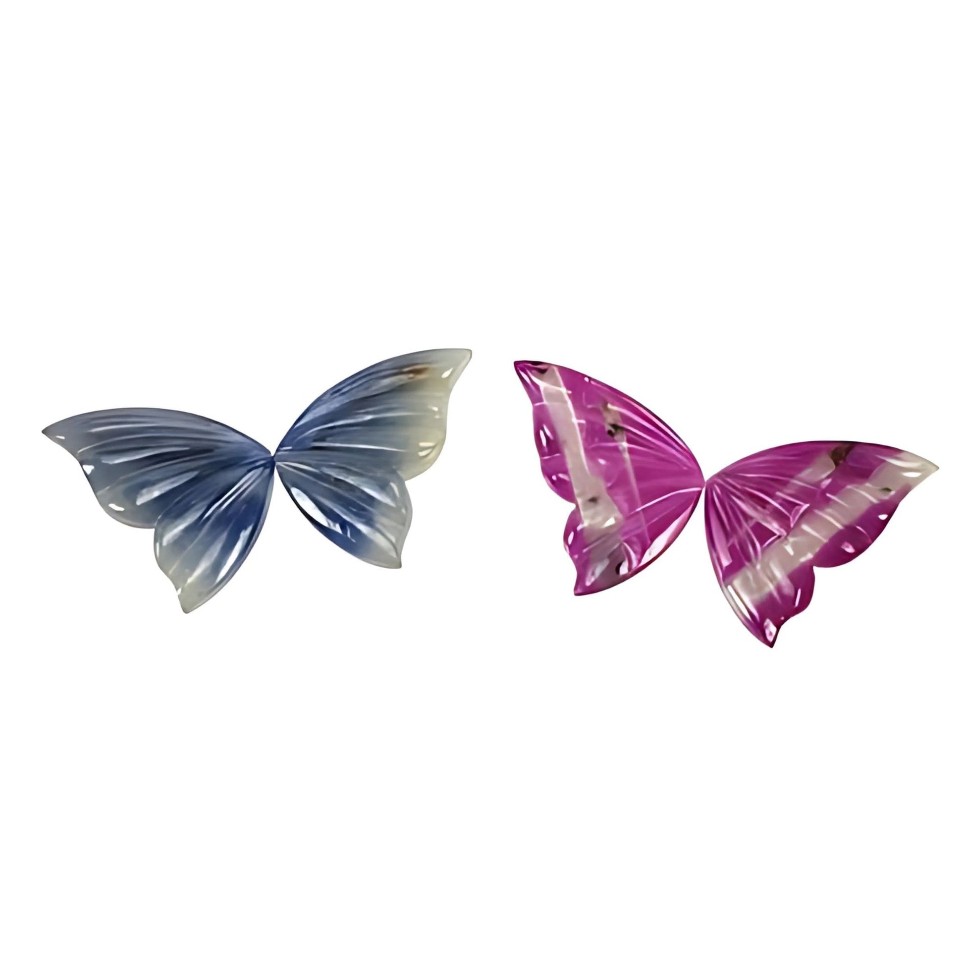 マルチサファイアの蝶の形の彫刻