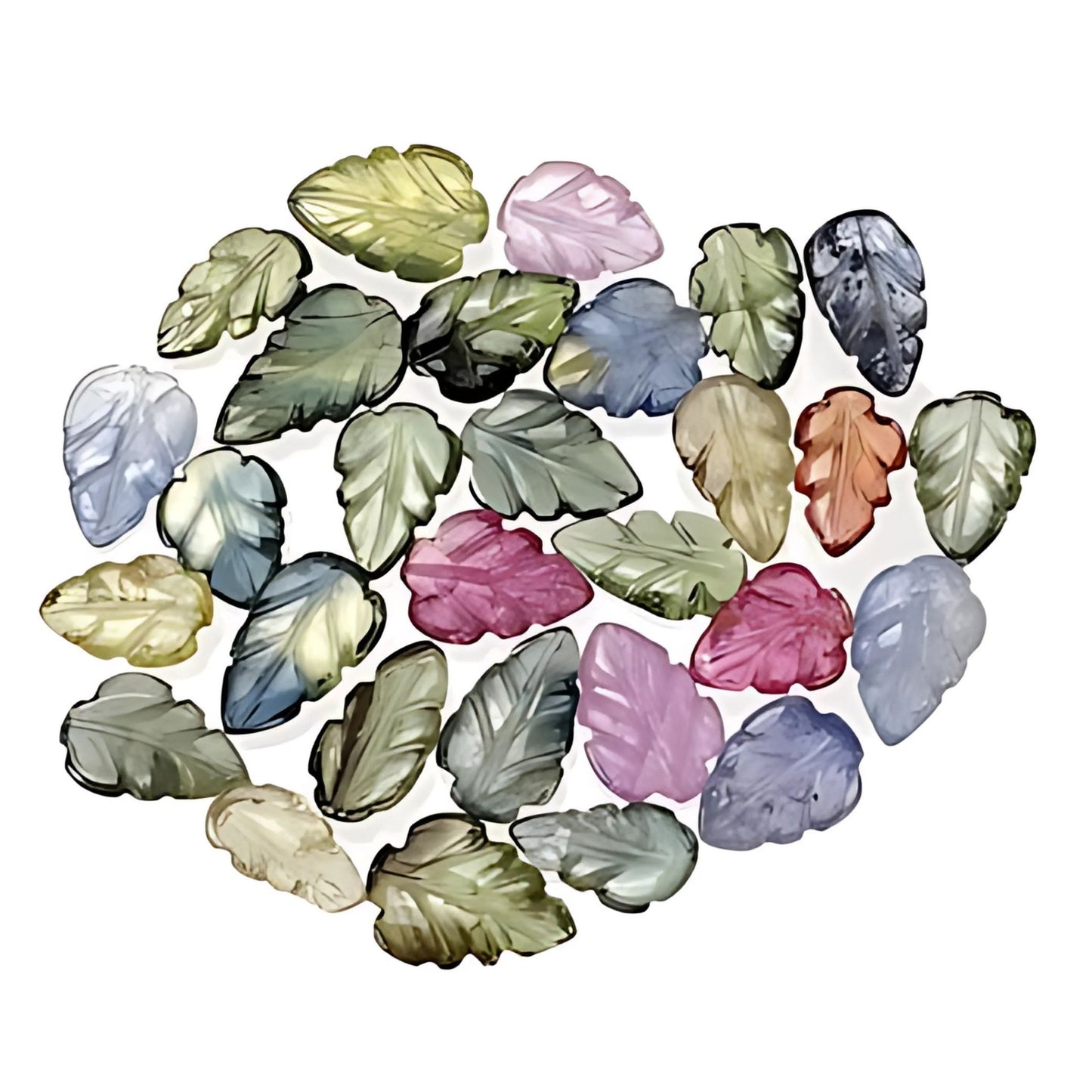 multi sapphire leaves carving