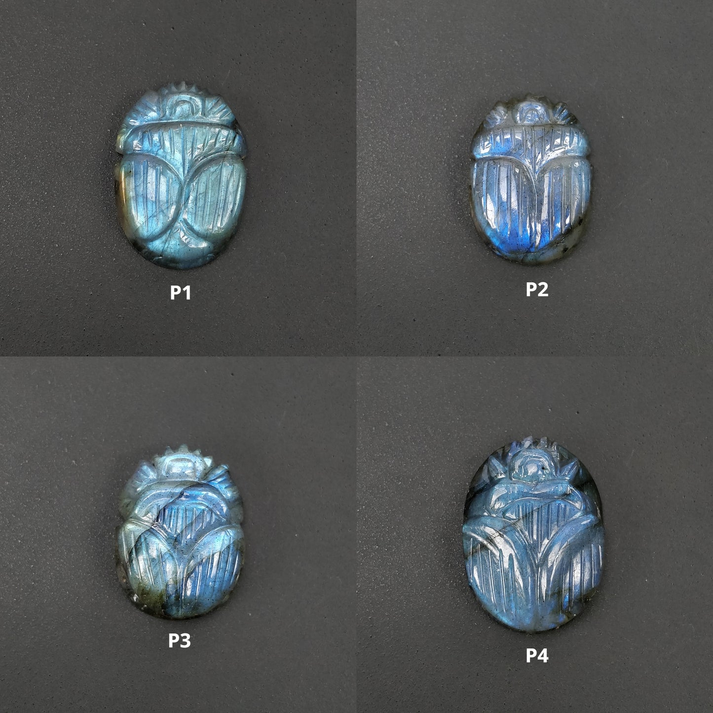 LABRADORITE Gemstone Carving : Natural Untreated Unheated Labradorite Hand Carved Scarabs